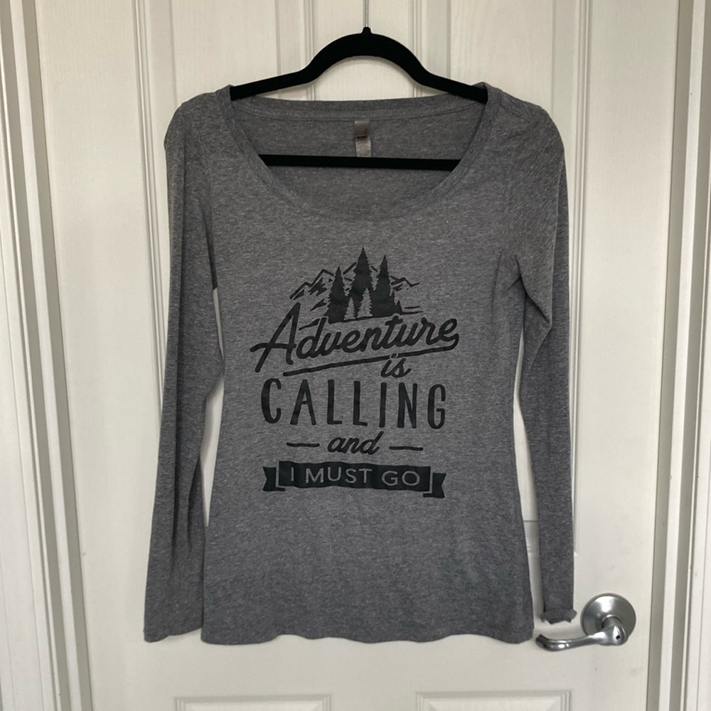 Women’s gray long sleeve Tee, size S. Next Level apparel